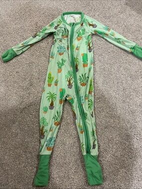 Little Sleepies Zippy Green Cactus & Succulent Footed One-Piece
